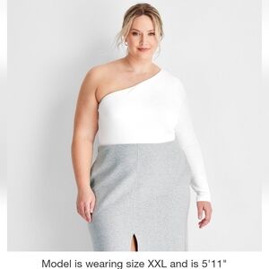 Future Collective Longsleeve One Shoulder Bodysuit. White.